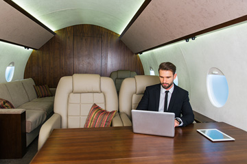 businessman private jet